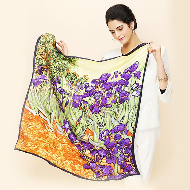China Digital Print Custom Art Design Silk Scarf for Lady Manufacturer