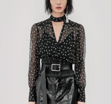 New Custom Sexy V-Neck Floral Silk Shirt Women