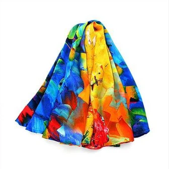 Artist Design Silk Hijab With Machine Roll