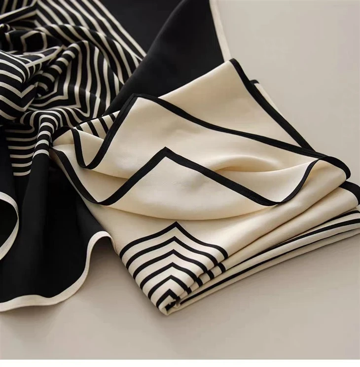 Bepoke Striped Pattern Double Side Print Silk Scarf For Lady