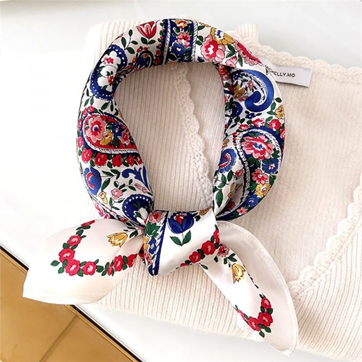 Custom Hand Rolled Silk Scarf With Cashew Design