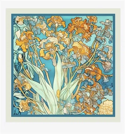 Custom 53x53cm Silk Charmeuse Hand Rolled Scarf